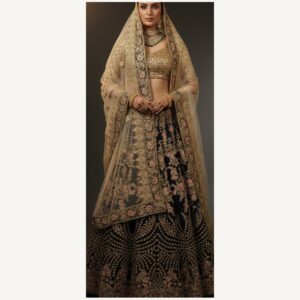 black unstitched lehenga 29416 – full front view