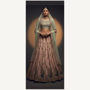 pink unstitched lehenga 30200 – full front view