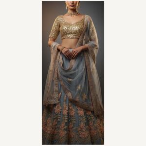 blue grey unstitched lehenga 30312 – full front view