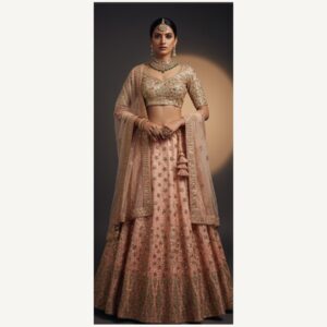 pink unstitched lehenga 30318 – full front view
