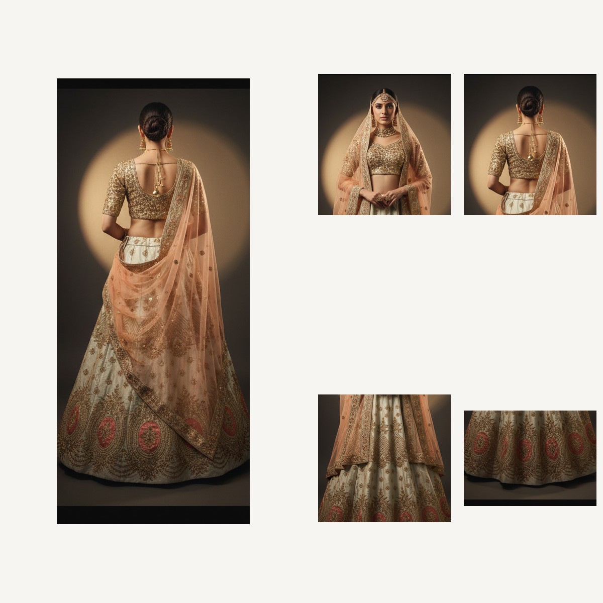beige unstitched lehenga 30321 – detail view