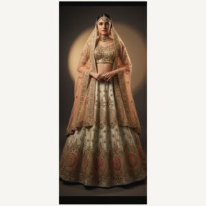beige unstitched lehenga 30321 – full front view