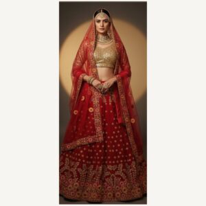 red unstitched lehenga 30397 – full front view