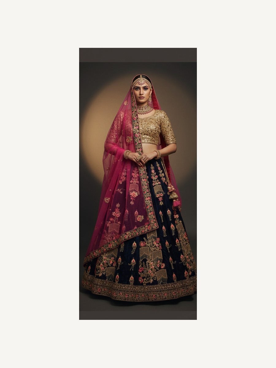 black unstitched lehenga 30977-1 – full front view