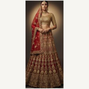 maroon unstitched lehenga 30985 – full front view