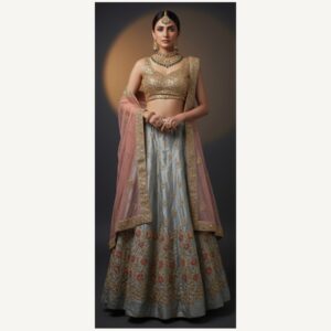 blue grey unstitched lehenga 32300-1 – full front view