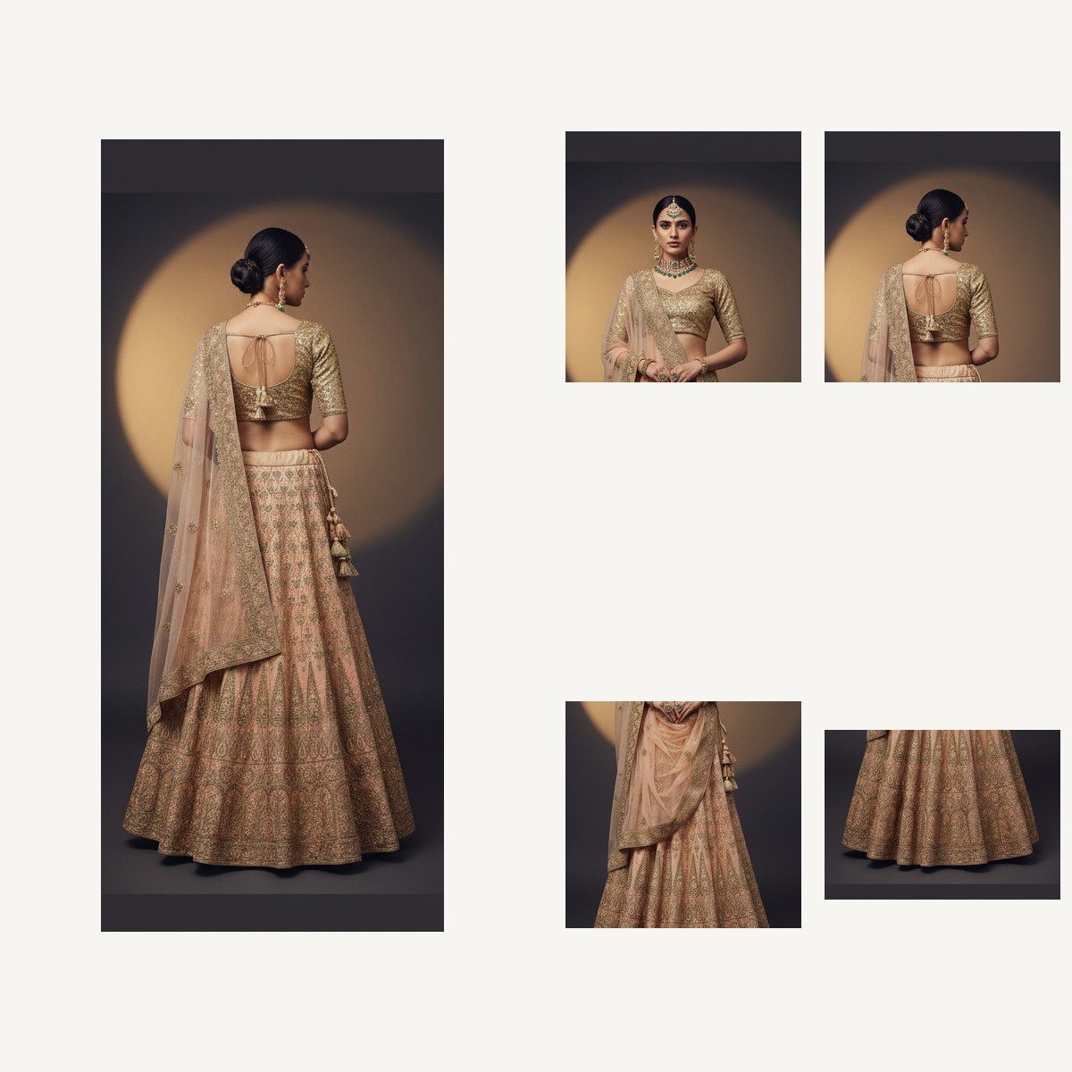 beige unstitched lehenga 32475 – detail view