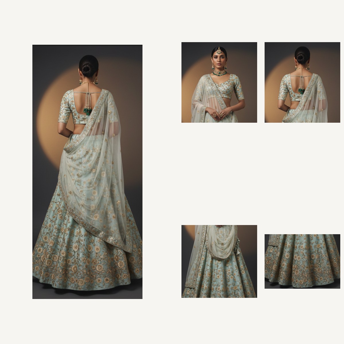 mint green unstitched lehenga 32630 – detail view
