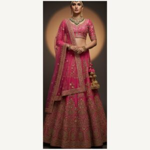 pink unstitched lehenga 32855-1 – full front view