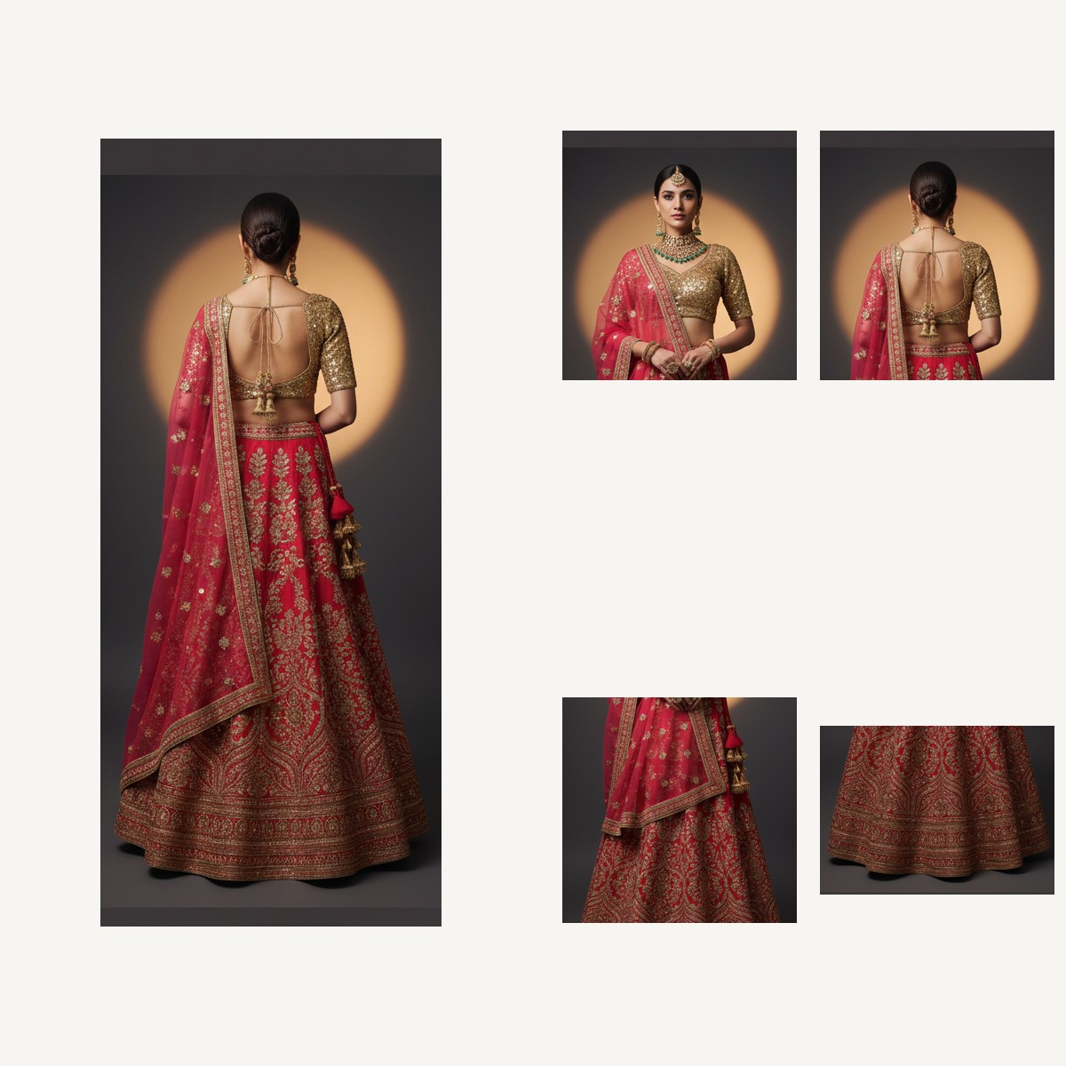 red unstitched lehenga 32856 – detail view