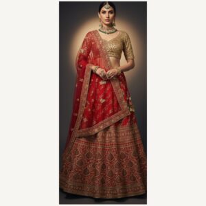 maroon unstitched lehenga 32859 – full front view
