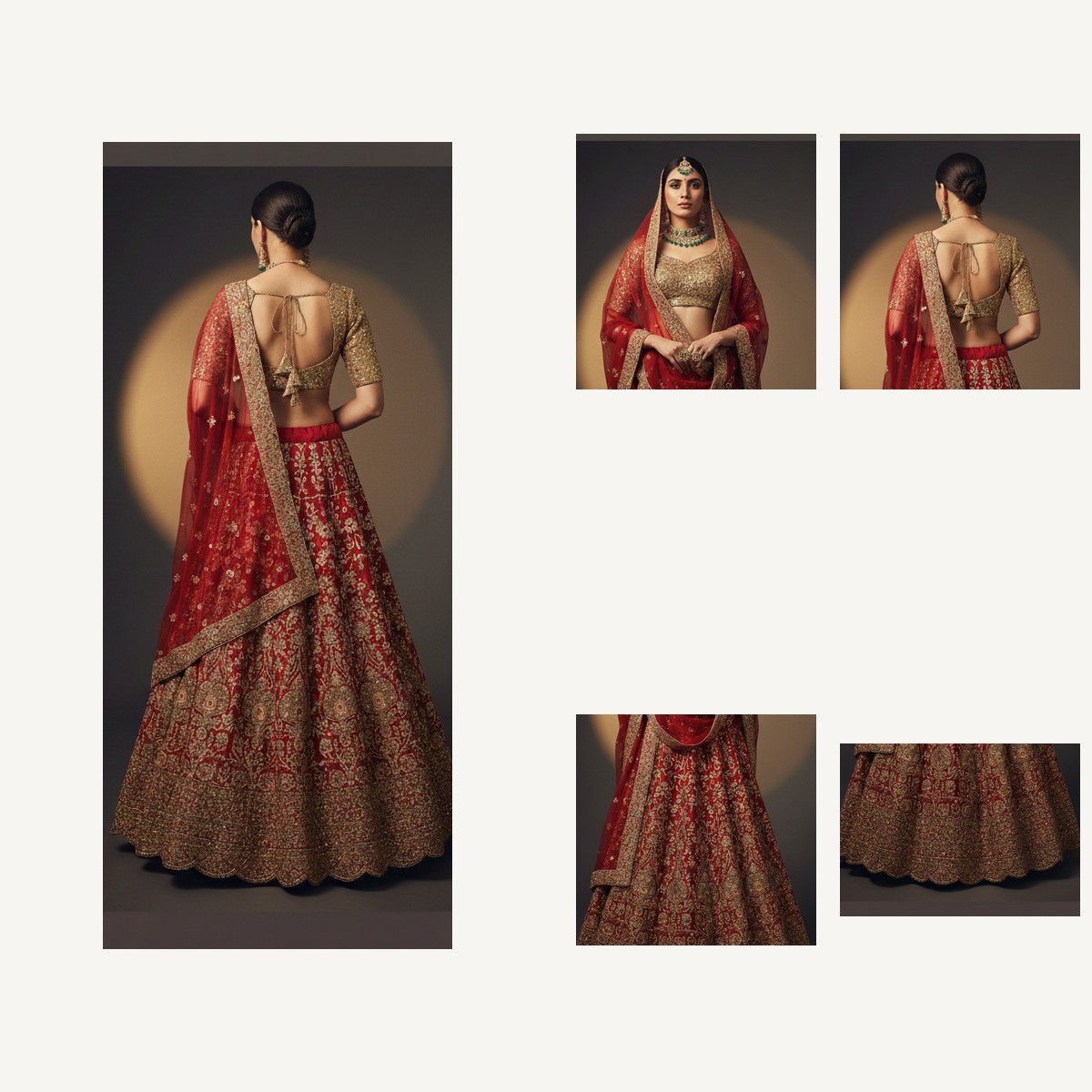 red unstitched lehenga 32926 – detail view