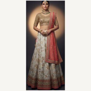ivory unstitched lehenga 33060 – full front view