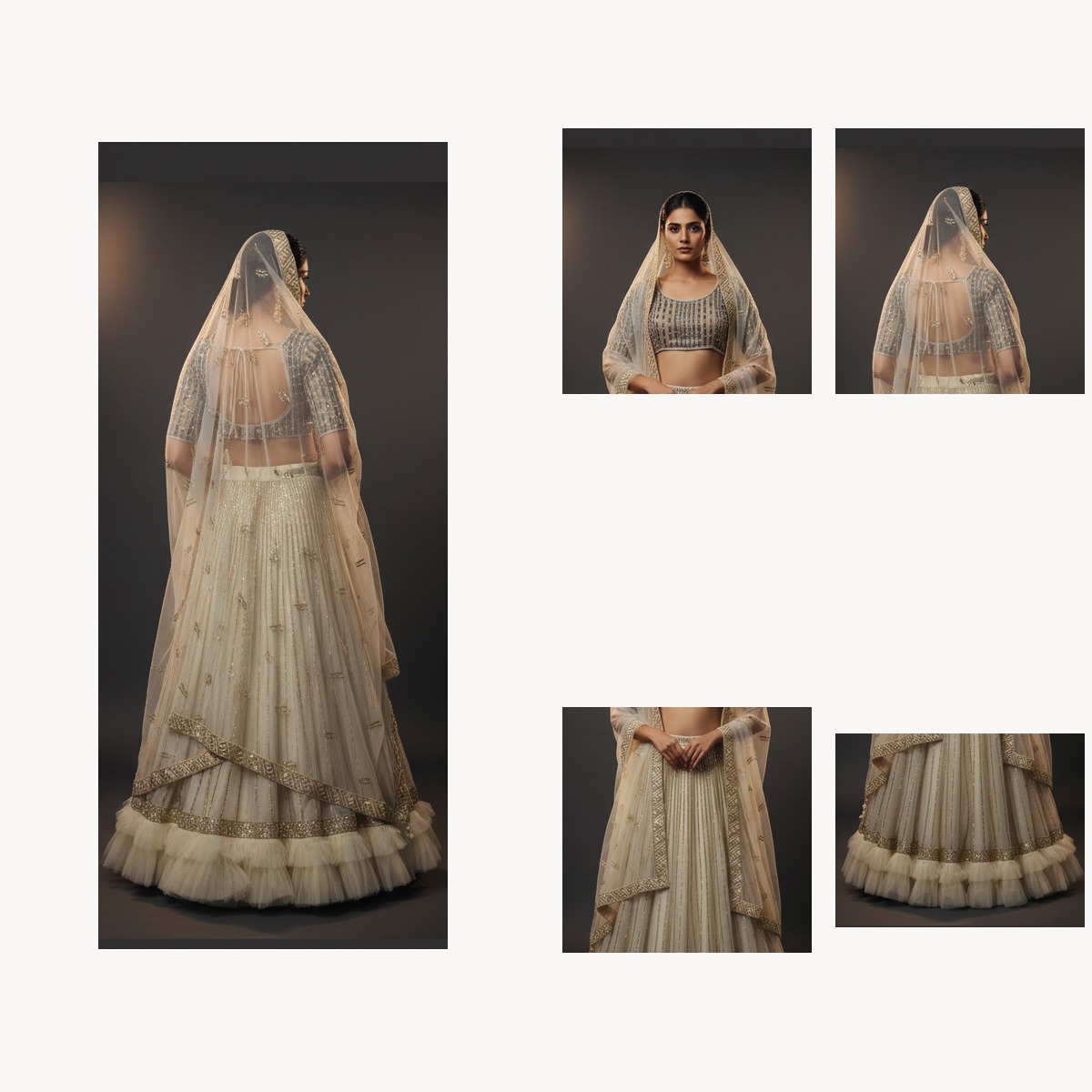 ivory unstitched lehenga 33643 – detail view