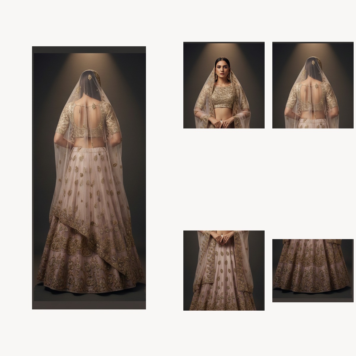 beige unstitched lehenga 33647 – detail view