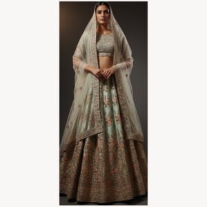mint green unstitched lehenga 33648-1 – full front view