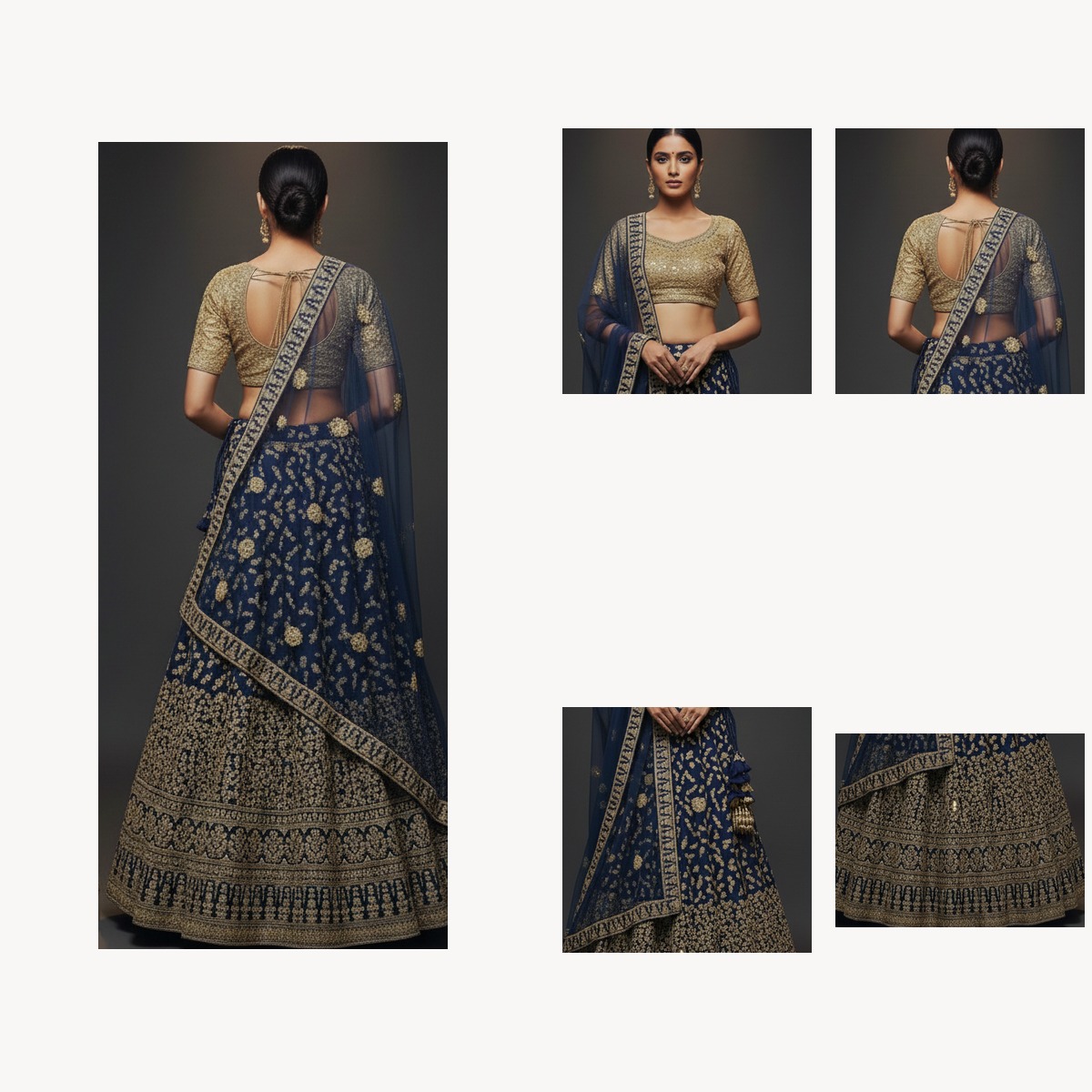 navy blue unstitched lehenga 35757 – detail view