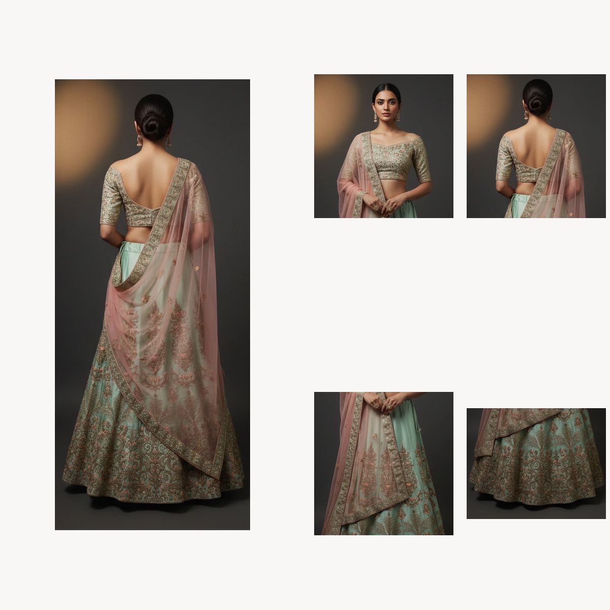 mint green unstitched lehenga 36163 – detail view
