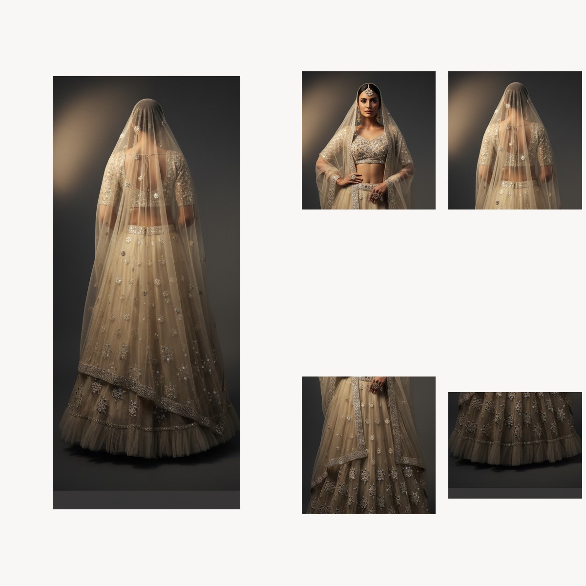 grey unstitched lehenga 36234 – detail view