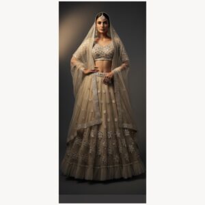 grey unstitched lehenga 36234 – full front view