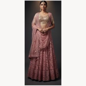 mauve unstitched lehenga 37590-1 – full front view