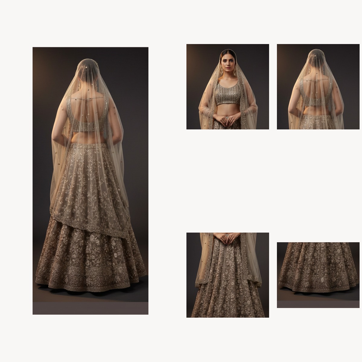 grey unstitched lehenga 37591 – detail view