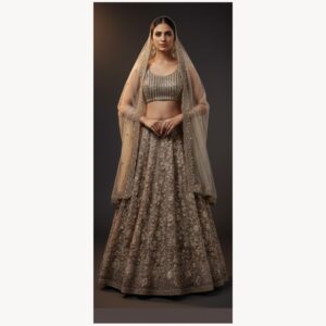 grey unstitched lehenga 37591 – full front view