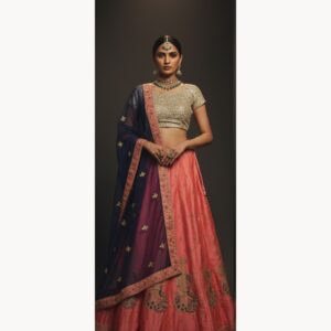 coral unstitched lehenga 37872-1 – full front view