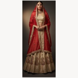 gold unstitched lehenga 37872 – full front view