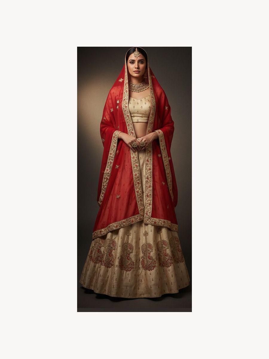 gold unstitched lehenga 37872 – full front view