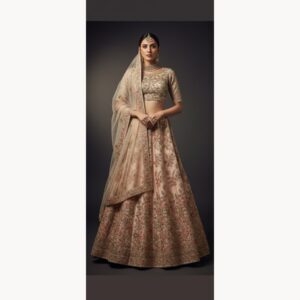 pink unstitched lehenga 38277 – full front view