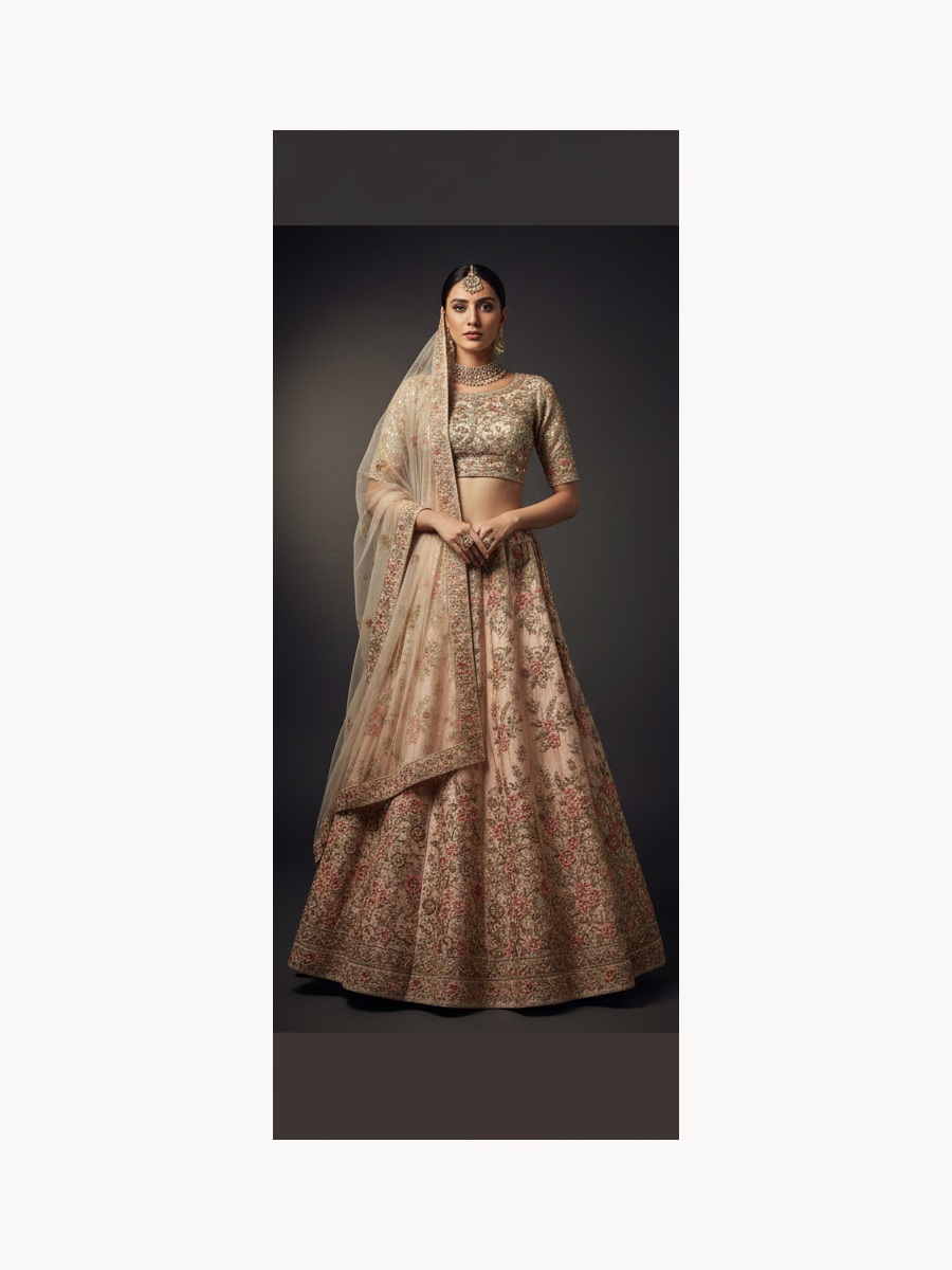 pink unstitched lehenga 38277 – full front view