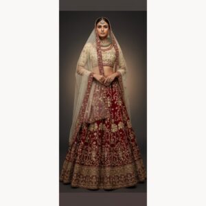 maroon unstitched lehenga 38460 – full front view
