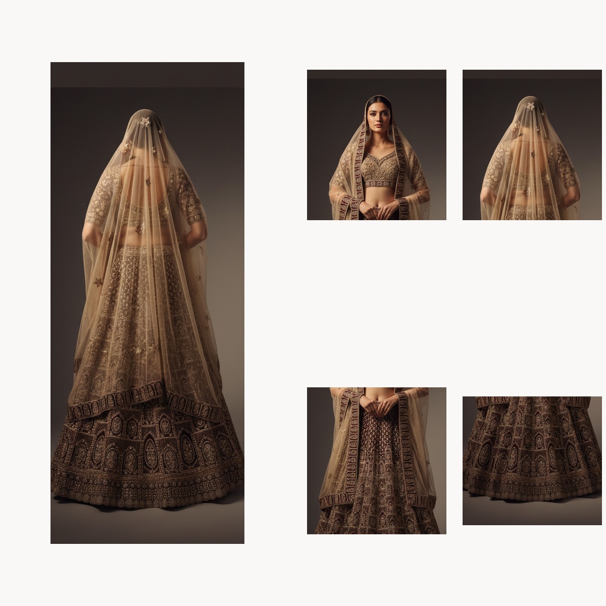 brown unstitched lehenga 39121 – detail view