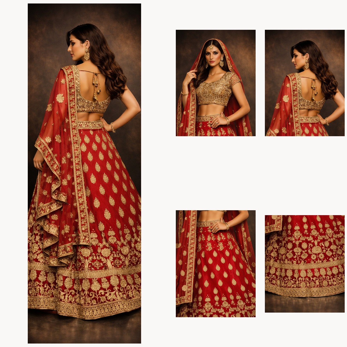 red unstitched lehenga 40439 – detail view
