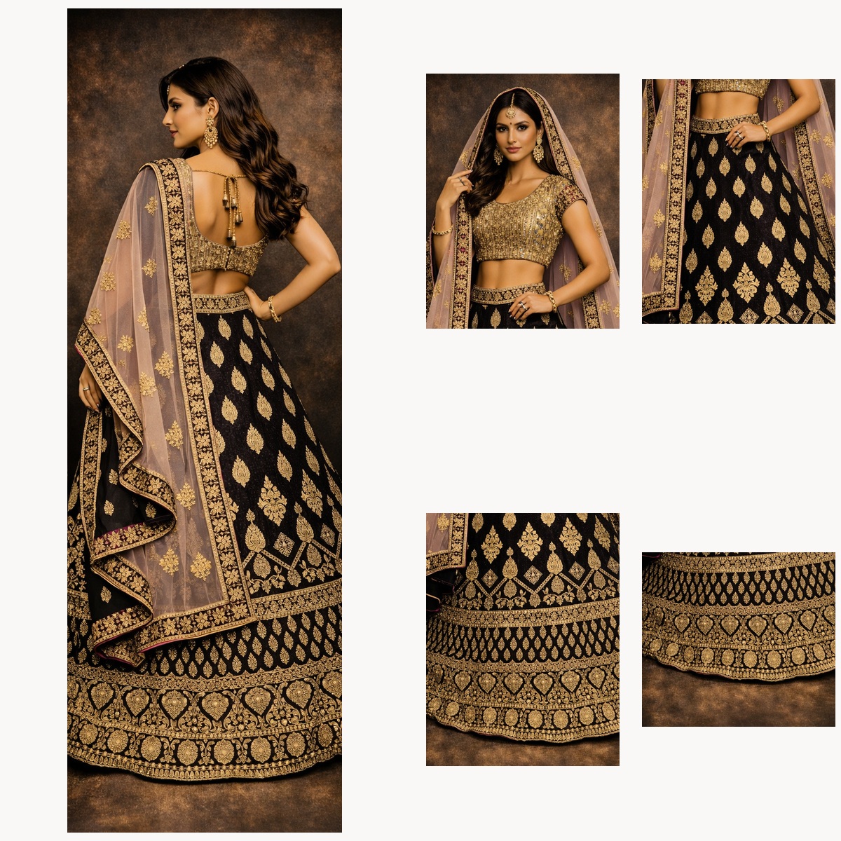 black unstitched lehenga 45438 – detail view