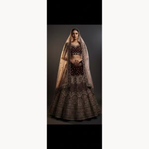 black unstitched lehenga 45454 – full front view