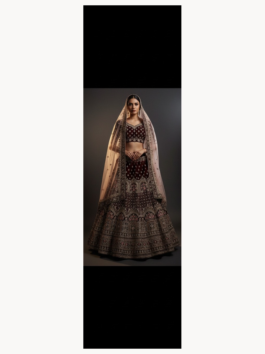 black unstitched lehenga 45454 – full front view