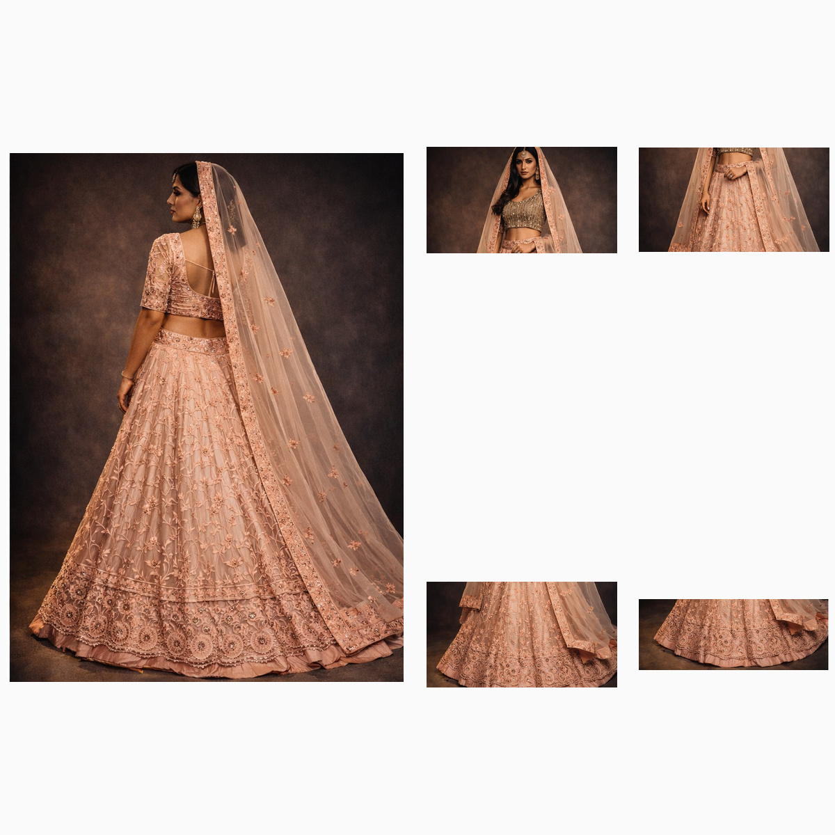 peach unstitched lehenga 53598-1 – detail view