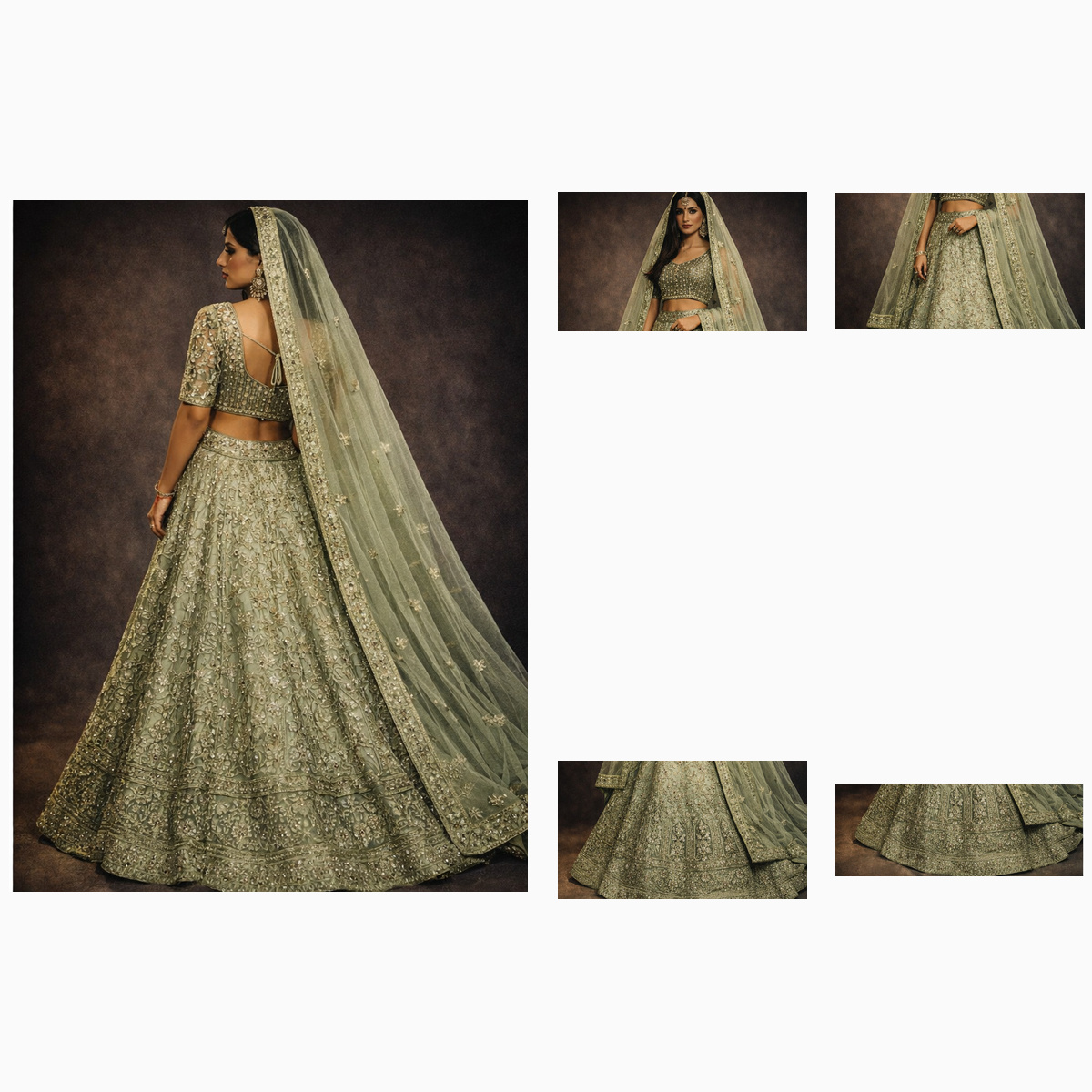 sage green unstitched lehenga 53600 – detail view