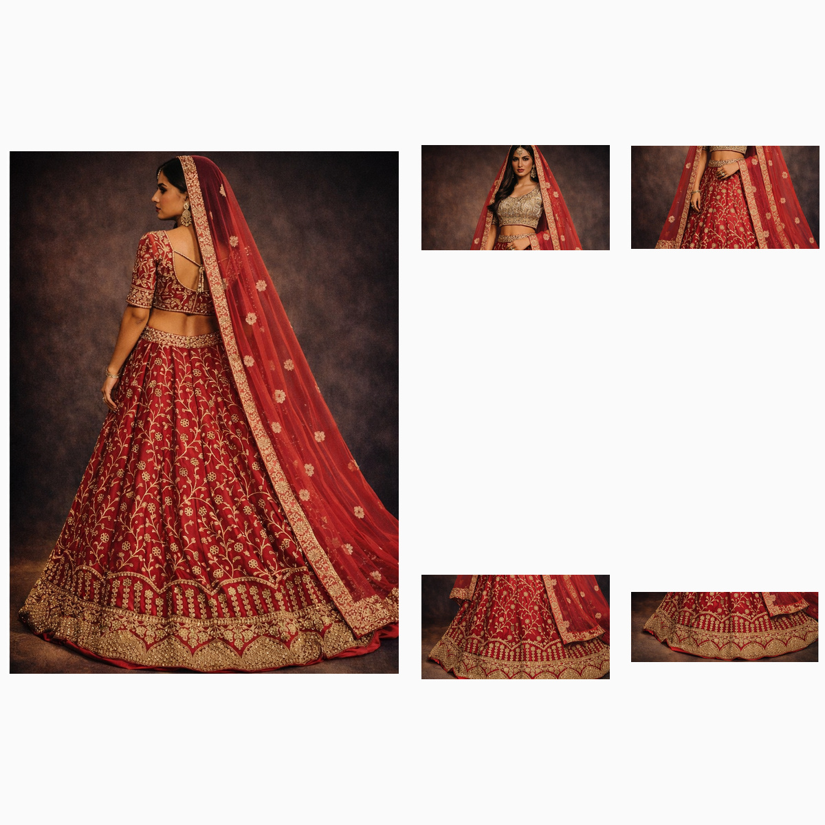 red unstitched lehenga 53933 – detail view