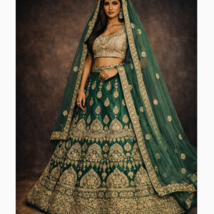green unstitched lehenga 53934 – full front view