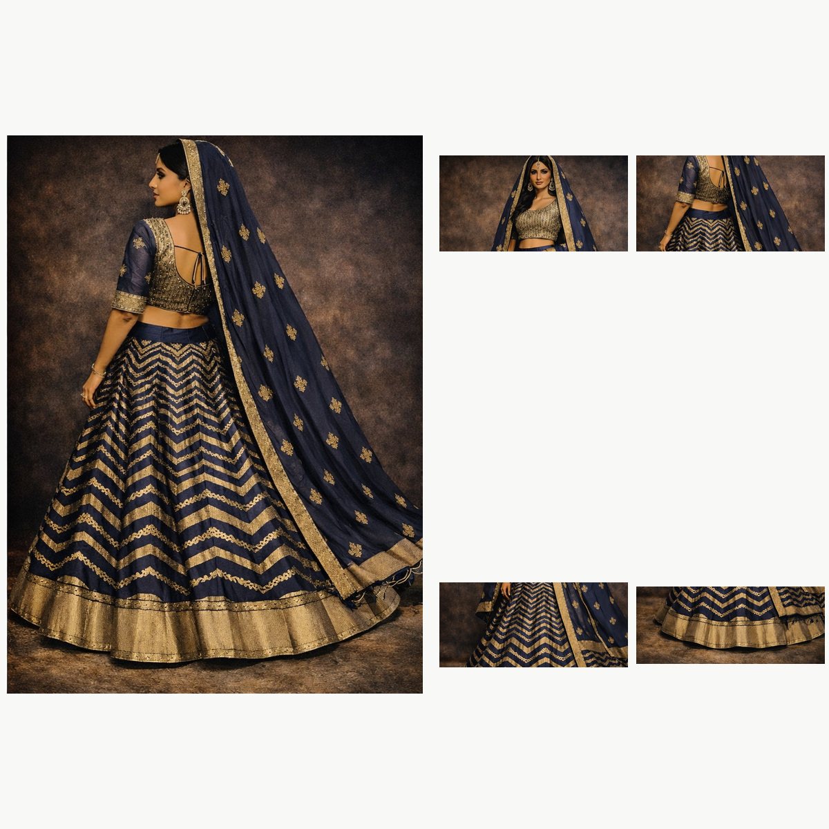 navy blue unstitched lehenga 56076-4 – detail view