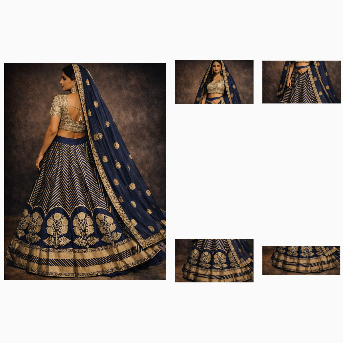 navy blue unstitched lehenga 56076 – detail view