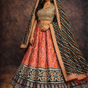 red unstitched lehenga 56077-1 – full front view