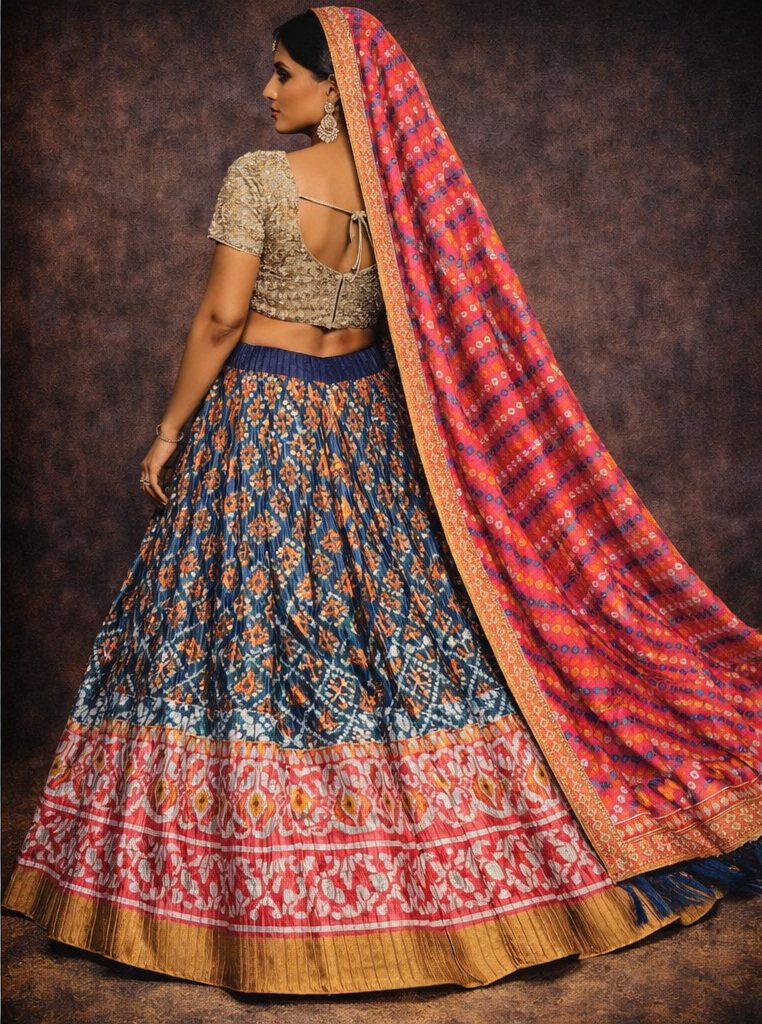 navy blue unstitched lehenga 56077-2 – detail view