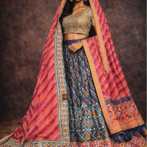 navy blue unstitched lehenga 56077-2 – full front view