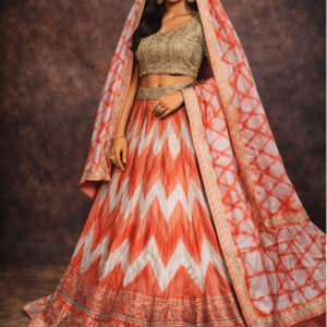 coral unstitched lehenga 56077-3 – full front view