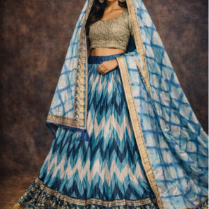 blue unstitched lehenga 56077-5 – full front view