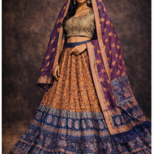 orange unstitched lehenga 56077 – full front view